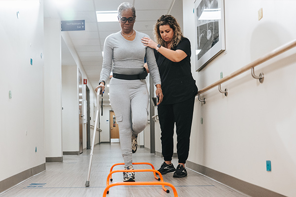 Patient working on balance with provider